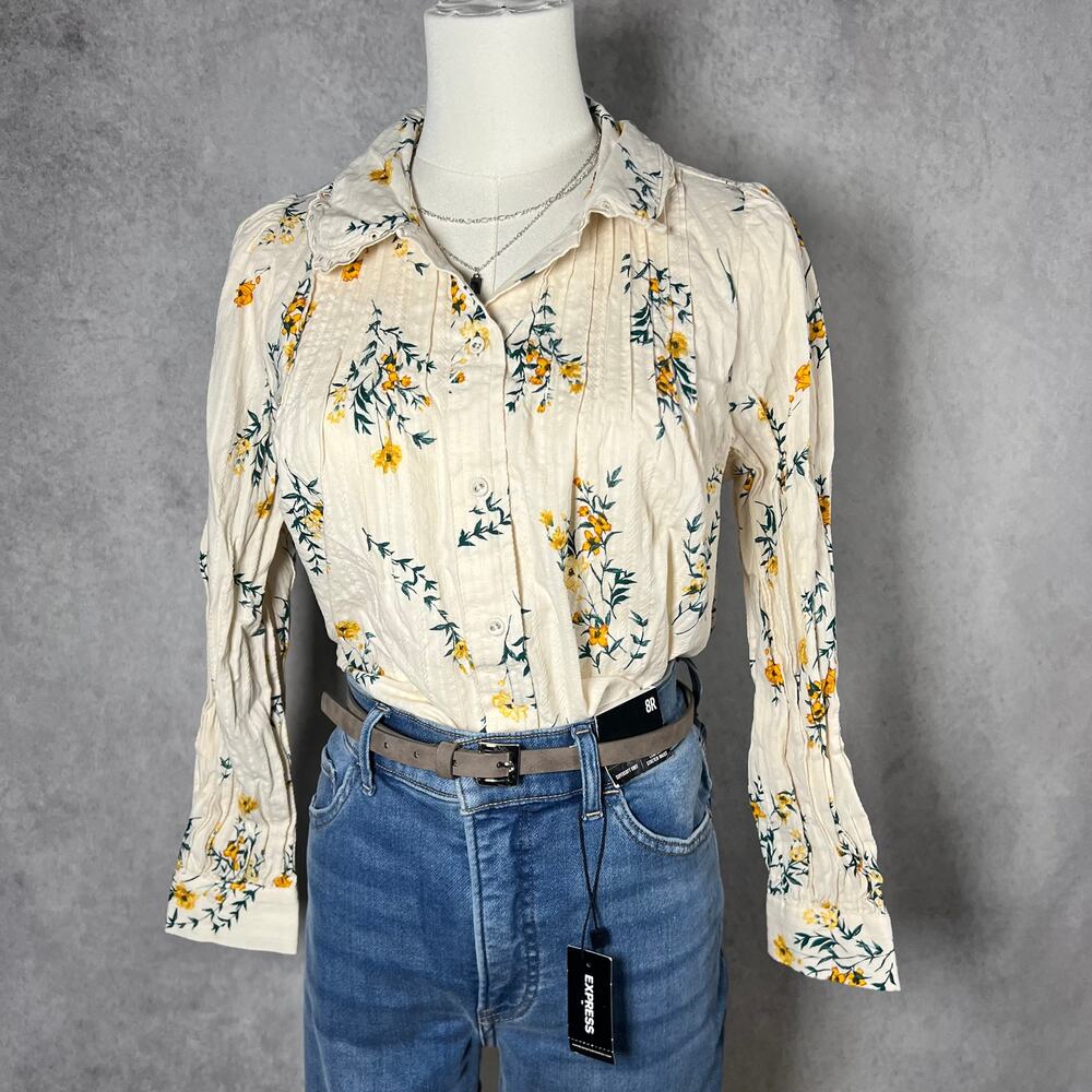 LC Lauren Conrad Women's Peter Pan Collar Button Front Shirt Size Small